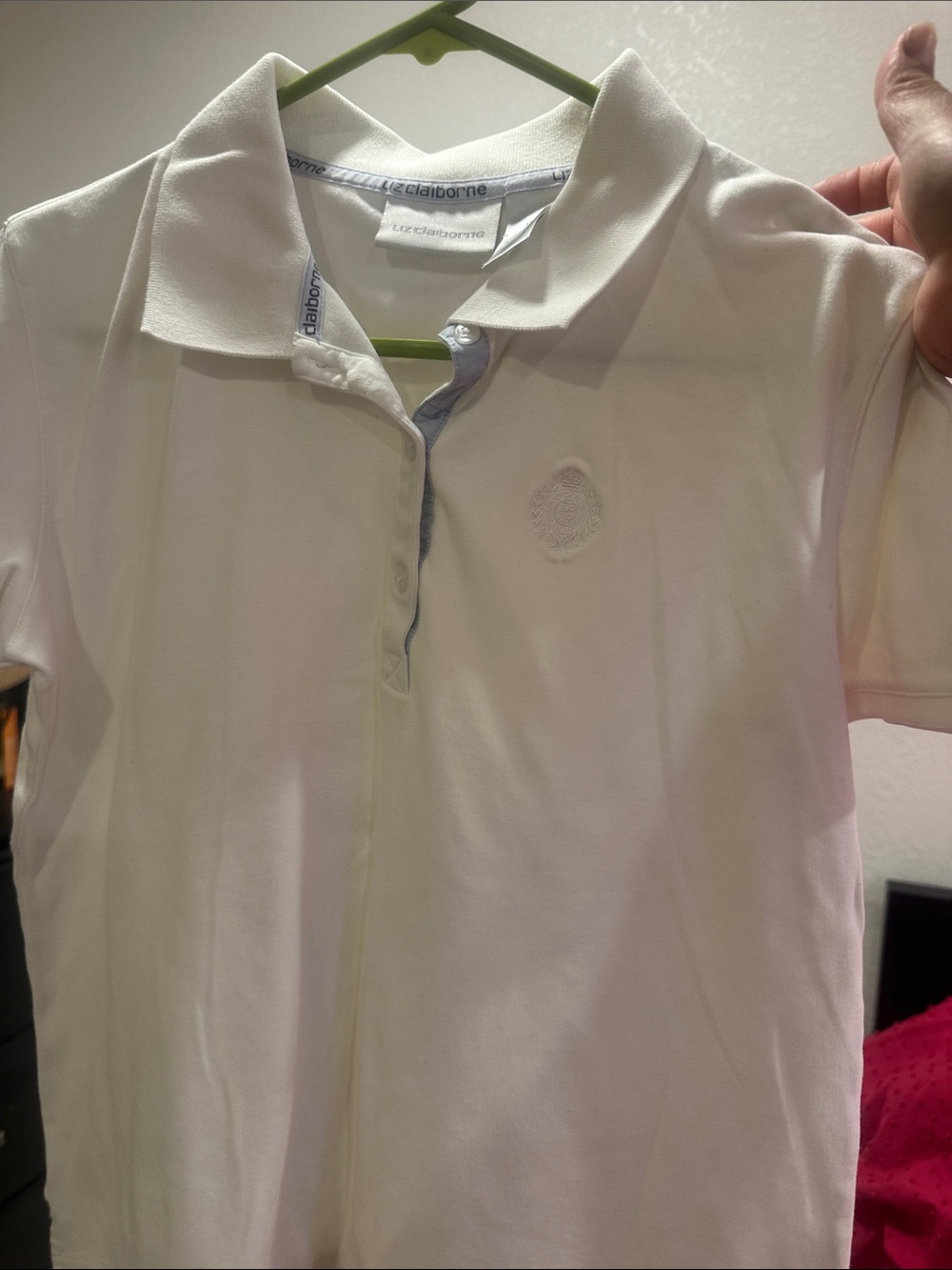 Liz Claiborne White Girls' Polo with Subtle Logo#0019